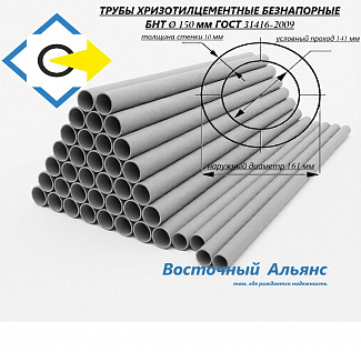 Труба асбестоцементная безнапорная БНТ Ø 150мм*3,95м ГОСТ 31416-2009